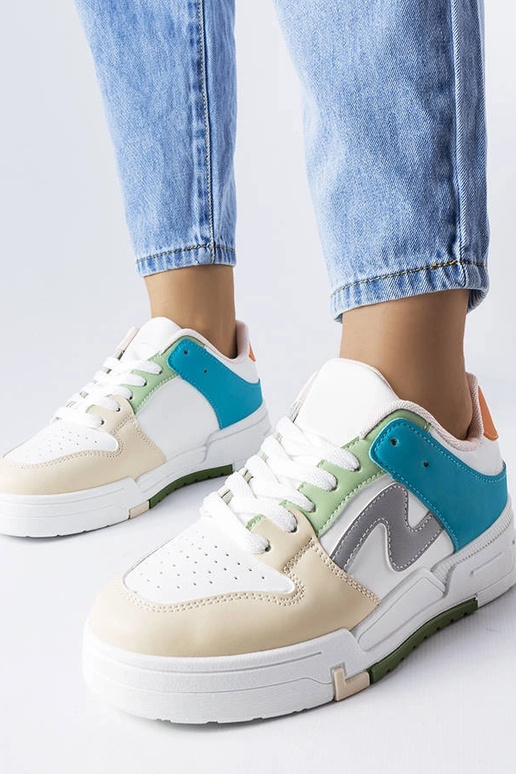 Béžové a modré topánky na platforme...