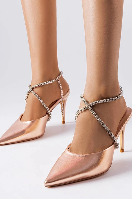 Mules na vysokom podpätku Gold Drainer