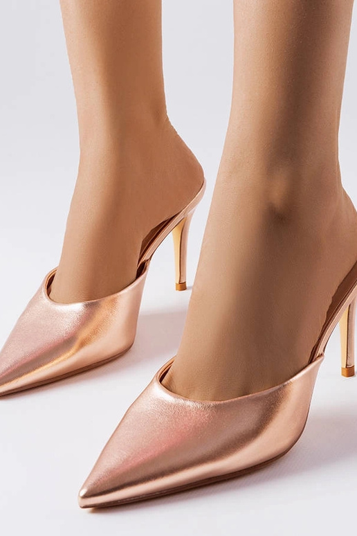 Mules na vysokom podpätku Gold Drainer