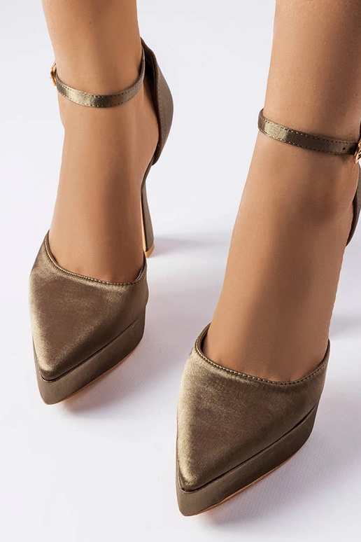 Olivové lodičky Lowell na vysokom opätku