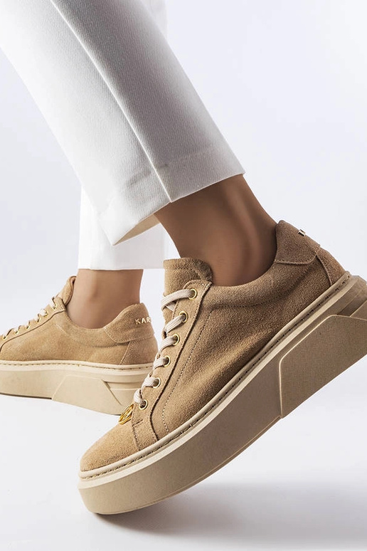 Pieskové zamatové športové topánky,...