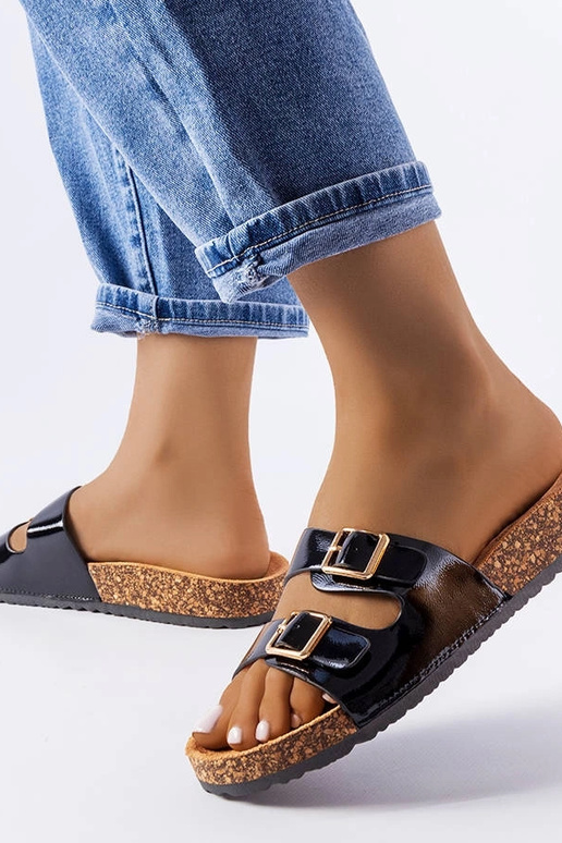 Čierne šľapky Cincinna s korkovou...