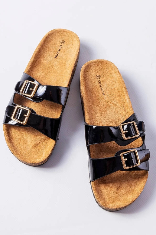 Čierne šľapky Cincinna s korkovou...