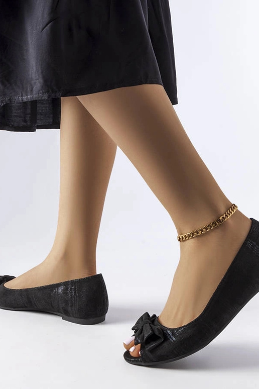 Čierne kovové balerínky s jastrabím...