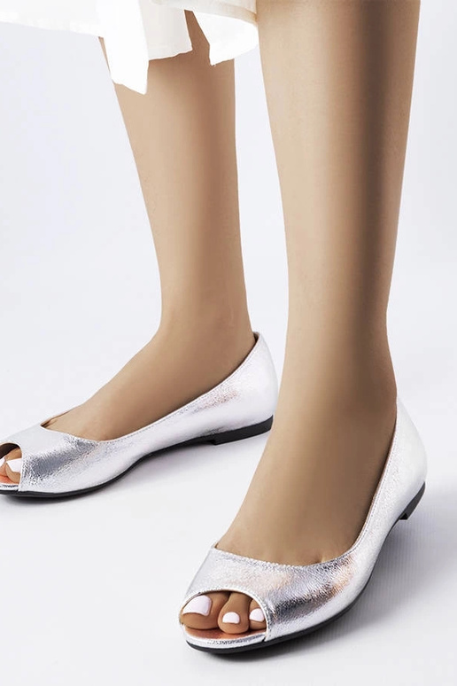 Trieux strieborné kovové balerínky