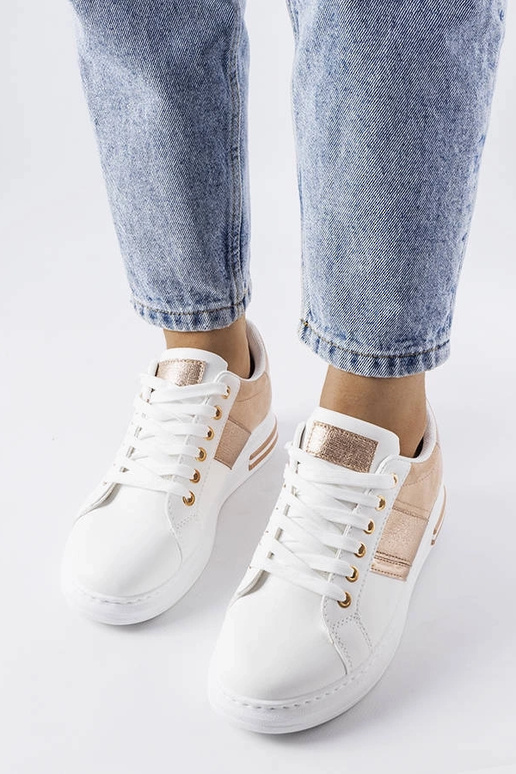 Biele tenisky s ružovými vložkami Deans