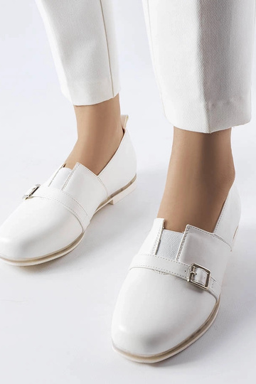 Biele poltopánky s koženou...