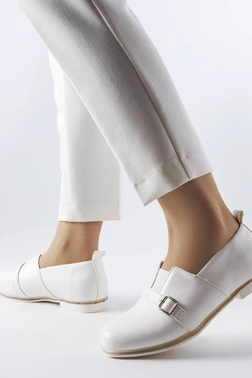 Biele poltopánky s koženou... 2