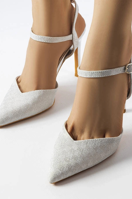 Strieborné lesklé podpätky Gallia