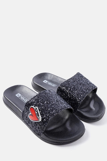 Detské žabky Boncoeur Black Glitter