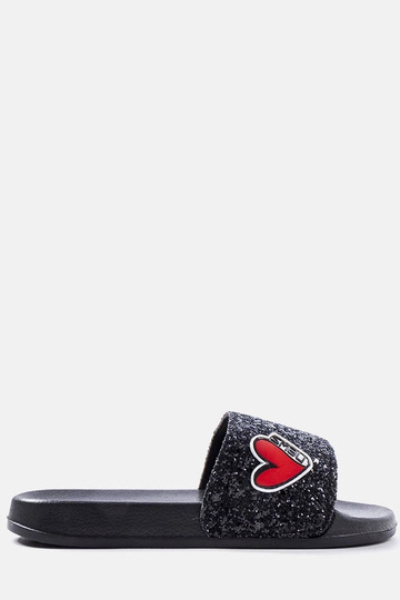 Detské žabky Boncoeur Black Glitter 2