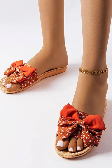 Červené šľapky s mašľou Tachel