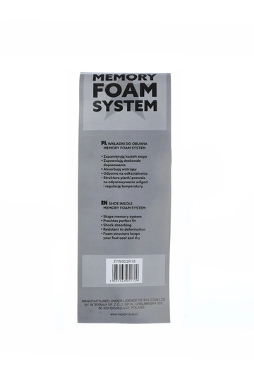 Šedé vložky do topánok, „Big Star Memory Foam" 2