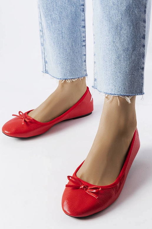 Červené balerínky s mašľou Vaillancour