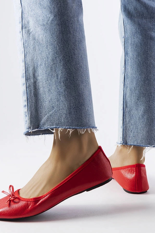 Červené balerínky s mašľou Vaillancour