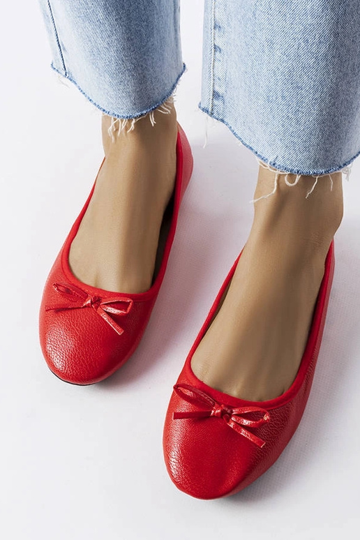 Červené balerínky s mašľou Vaillancour