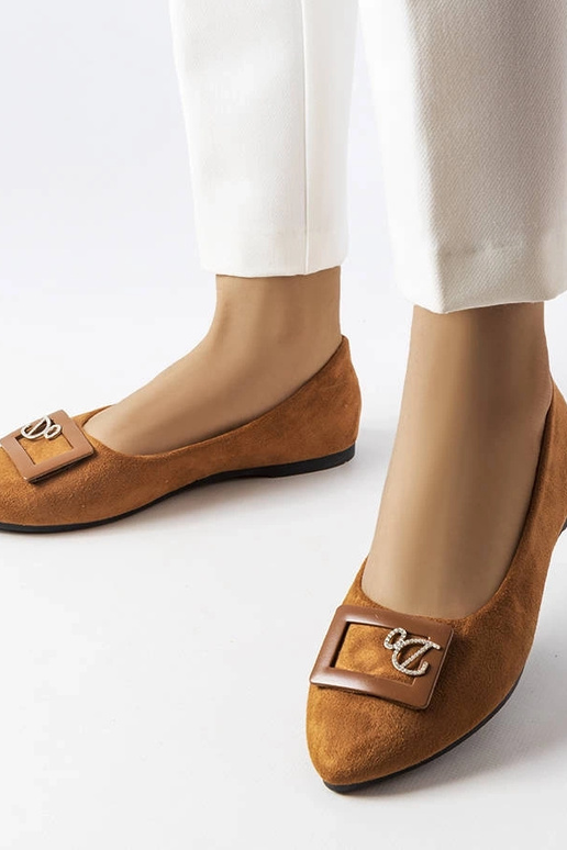 Hnedé balerínky zdobené zirkónmi Fleming