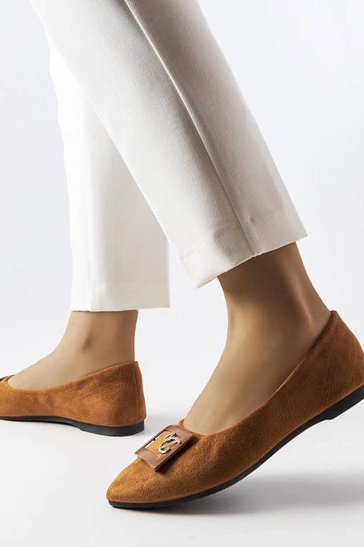 Hnedé balerínky zdobené zirkónmi Fleming