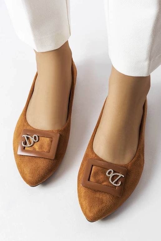 Hnedé balerínky zdobené zirkónmi Fleming