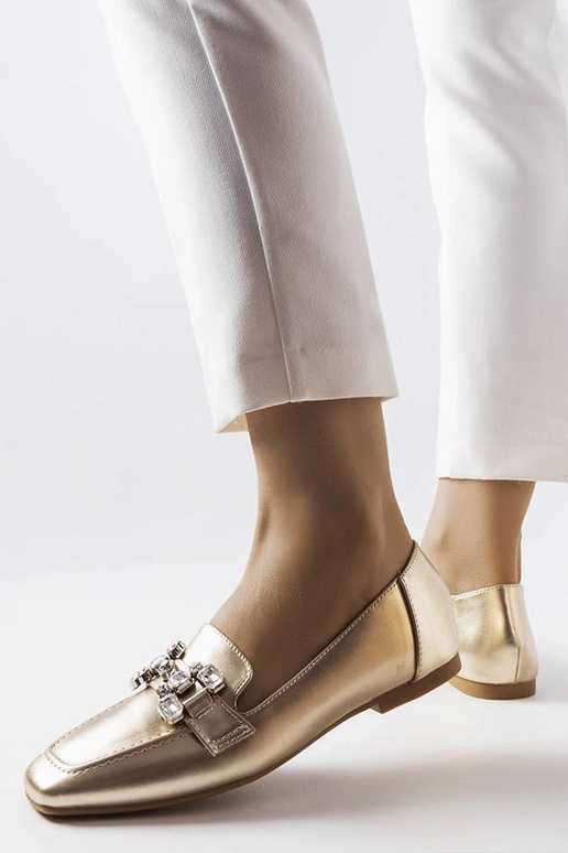 Zlaté mokasíny so zirkónmi Marechal