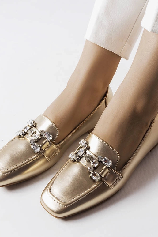 Zlaté mokasíny so zirkónmi Marechal