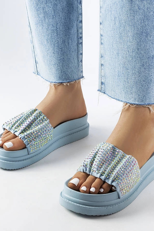 Modré dámske mulice so zirkónmi Franet