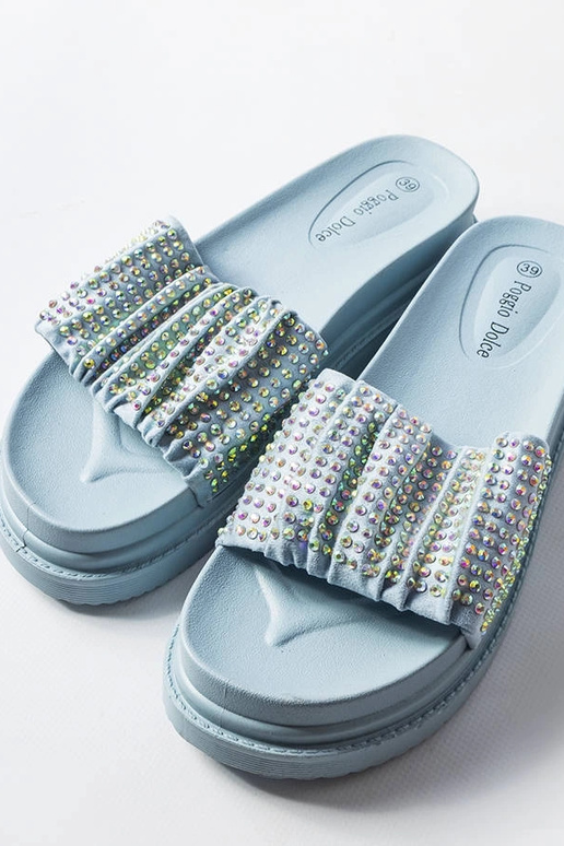 Modré dámske mulice so zirkónmi Franet