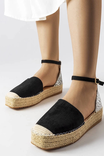 Čierne espadrilky s trblietavou vložkou Myasia