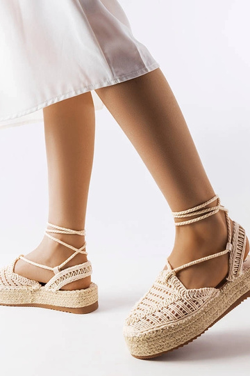 Pieskové šnurovacie espadrilky, „Partenia"