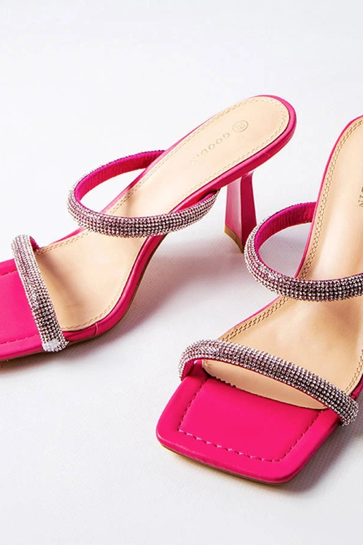 Ružové mulice Evelina na vysokom...