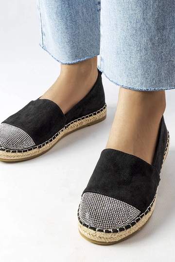 Dámske čierne ploché slip-on espadrilky Magali