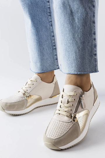 Smotanové čipkované kožené...