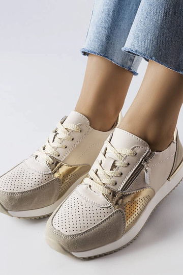 Smotanové čipkované kožené... 2