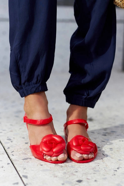 Červené balerínky s kvetom Lucchese