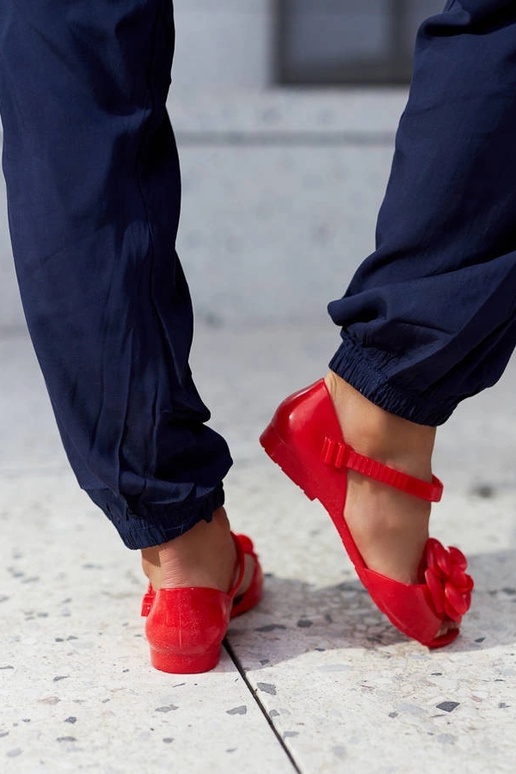 Červené balerínky s kvetom Lucchese