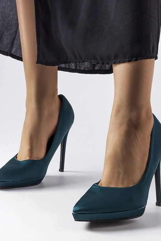 Silje tmavozelené saténové lodičky