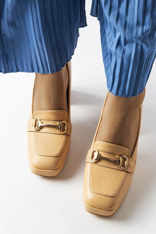 Béžové lodičky s geometrickým...