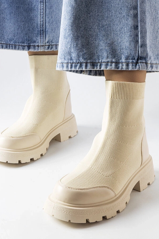 Béžové ponožkové čižmy Lonte