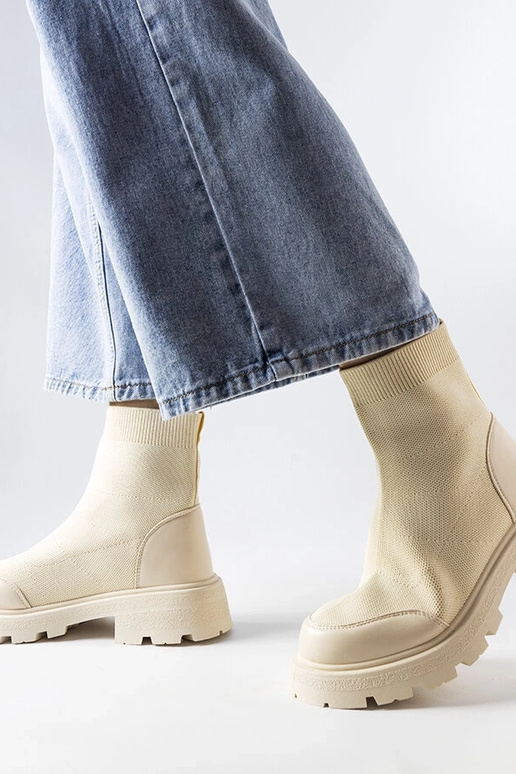 Béžové ponožkové čižmy Lonte