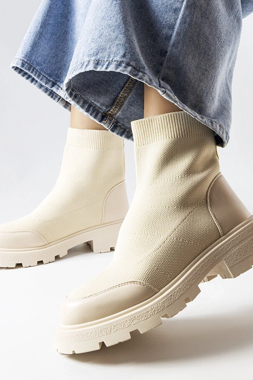 Béžové ponožkové čižmy Lonte