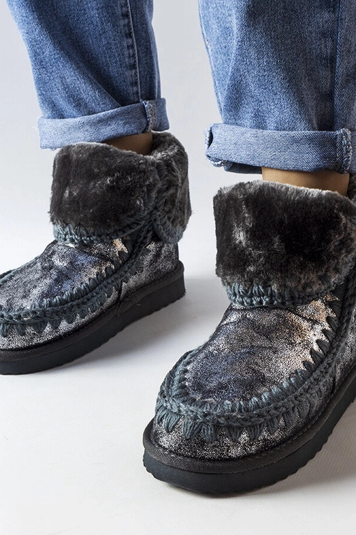 Sivé metalické zimné topánky, „Maggi"