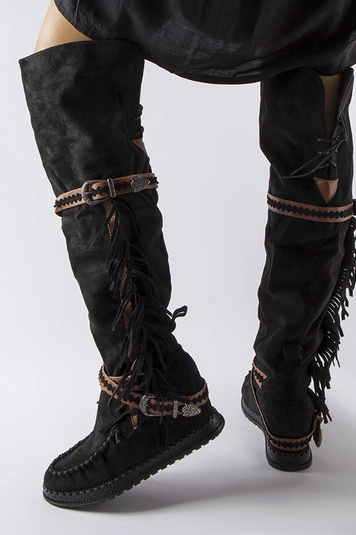 Čierne čižmy na kline Novella