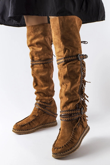 Hnedé čižmy na kline Novella