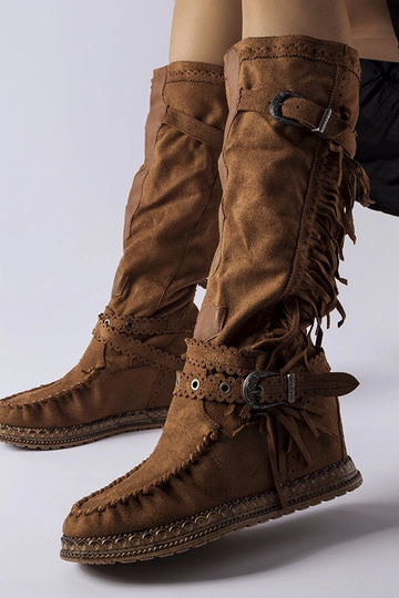 Hnedé čižmy s krytým klinom... 2