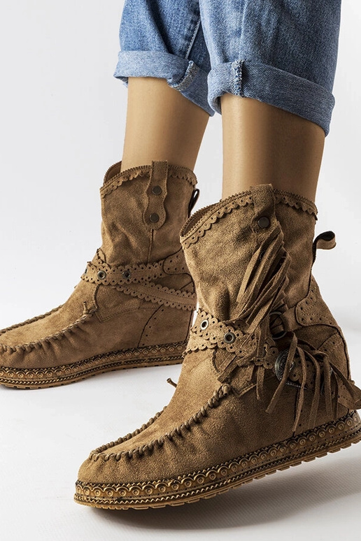 Tmavohnedé členkové čižmy Teodata na...