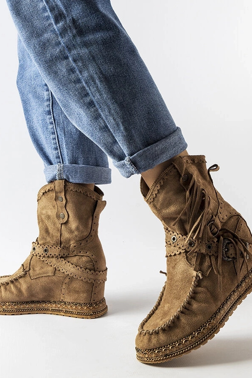 Tmavohnedé členkové čižmy Teodata na...