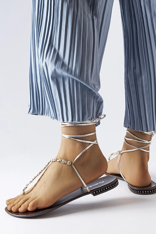 Strieborné sandále so zirkónmi Troghi