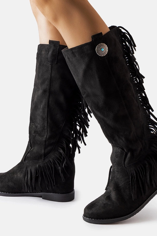 Čierne čižmy s krytým klinom Lecore