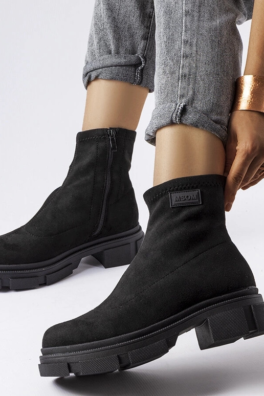 Čierne semišové zateplené čižmy Inge