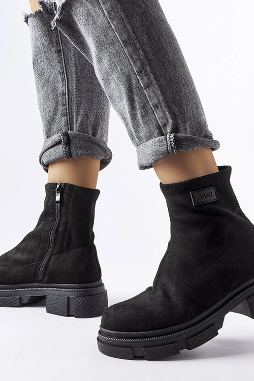 Čierne semišové zateplené čižmy Inge